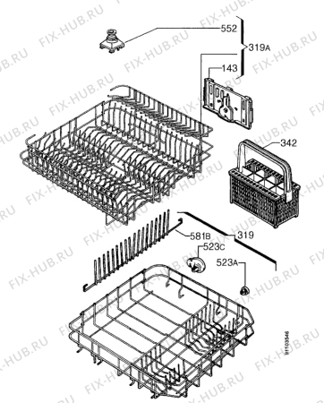 Взрыв-схема посудомоечной машины Juno JSI5561B - Схема узла Baskets, tubes 061